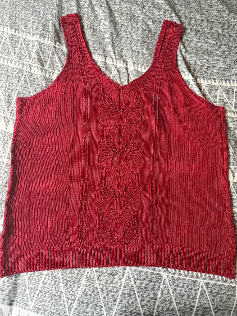 SHEIN Red Knit Cable-Front Tank Top
